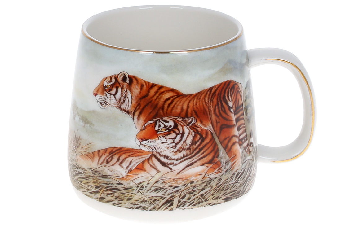 Чашка керам. 400мл "Тигр" с золотою каймою,в подар. упаковці №498-255(36)/Bonadi/ — фото товару | Канцелярський Сад