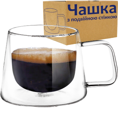 Чашка скло 200мл з подвійною стінкою №202-22/S&T/(1)(36) — фото товару | Канцелярський Сад