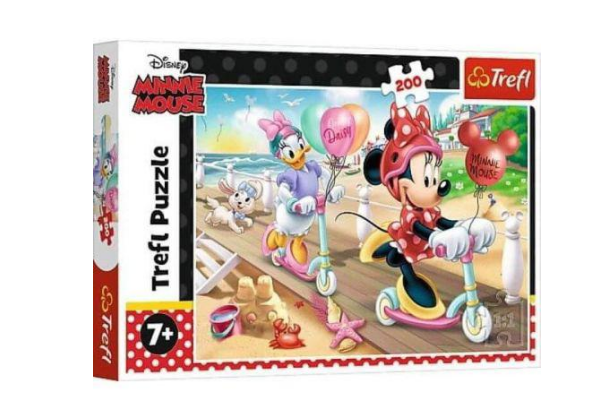 Пазли Trefl 200ел. Міні самокатом на пляжі.Дісней Міні Маус №13262(12) — фото товару | Канцелярський Сад