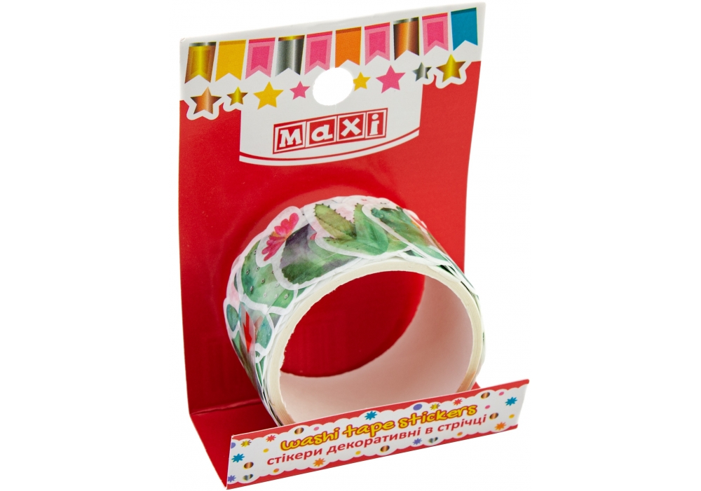 Стікери декор. "Кактуси" в стрічці на клейкій основі №RH20071001(12) — фото товару | Канцелярський Сад