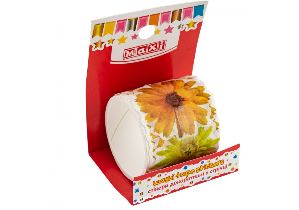 Стікери декор. "Жовто-гарячі квіти" в стрічці на клейкій основі №RH20071017(6) — фото товару | Канцелярський Сад