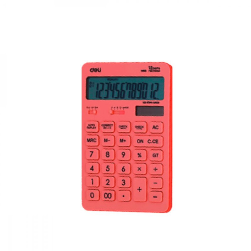 Калькулятор "Deli" №EM01541 (12-розряд.) 175х108х15мм рожевий — фото товару | Канцелярський Сад