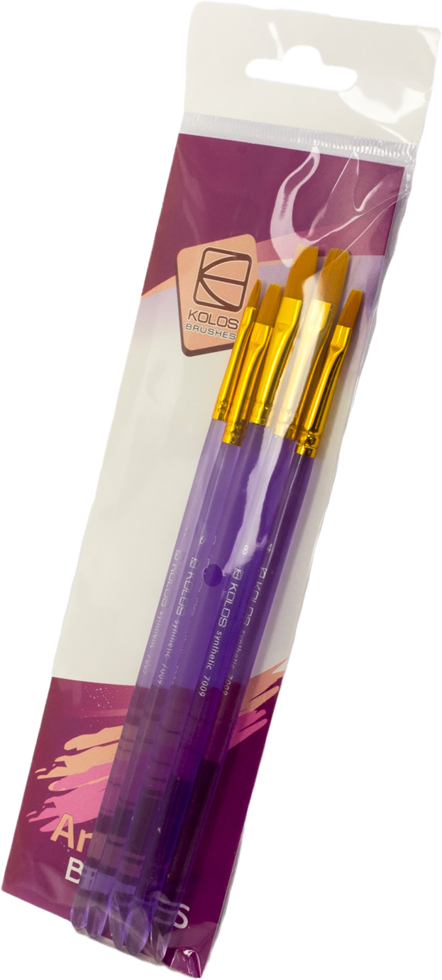 Набір пензлів худож. 5шт "Kolos" №7009/4270095/348 (синтетика плоский)(10) — фото товару | Канцелярський Сад