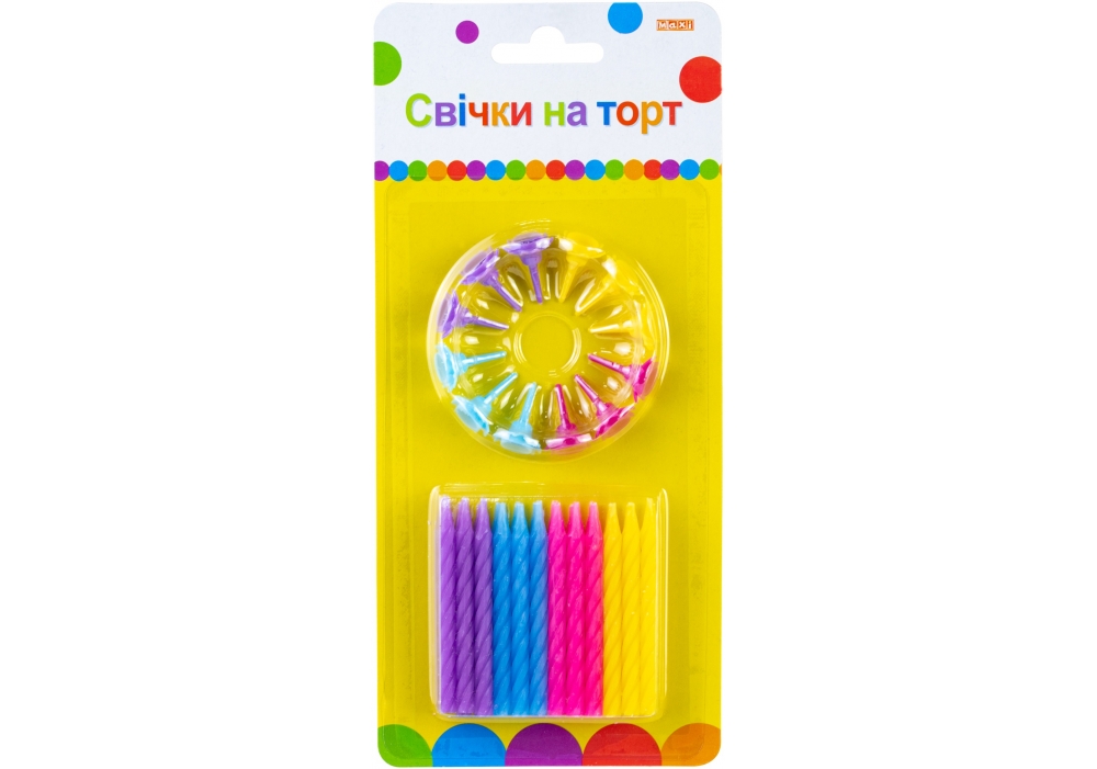 Набір свічок в торт 24шт з 12 підставками №MX620024.C04/Maxi/(24)(288) — купити | Канцелярський Сад