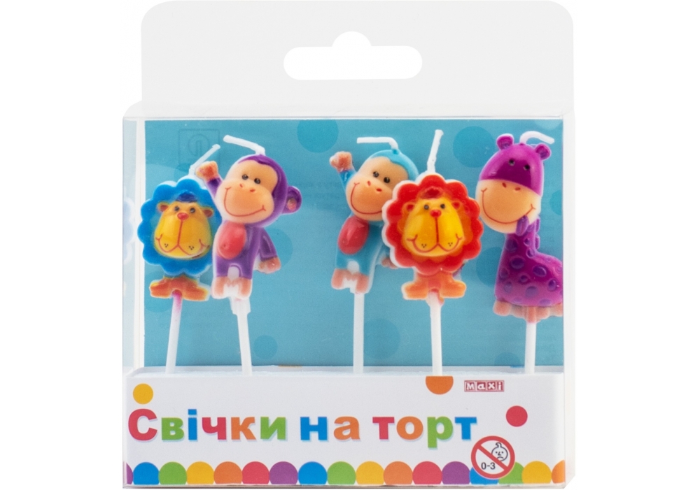 Набір свічок в торт "Africa" 5шт №MX629095/Maxi/(48) — фото товару | Канцелярський Сад
