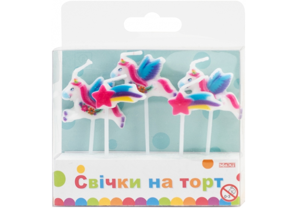 Набір свічок в торт "Unicorn" 5шт №MX629219/Maxi/(24) — фото товару | Канцелярський Сад