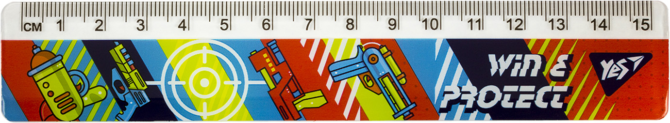 Лінійка пласт. 15см "Yes" Blaster №370598(20)(100) — фото товару | Канцелярський Сад