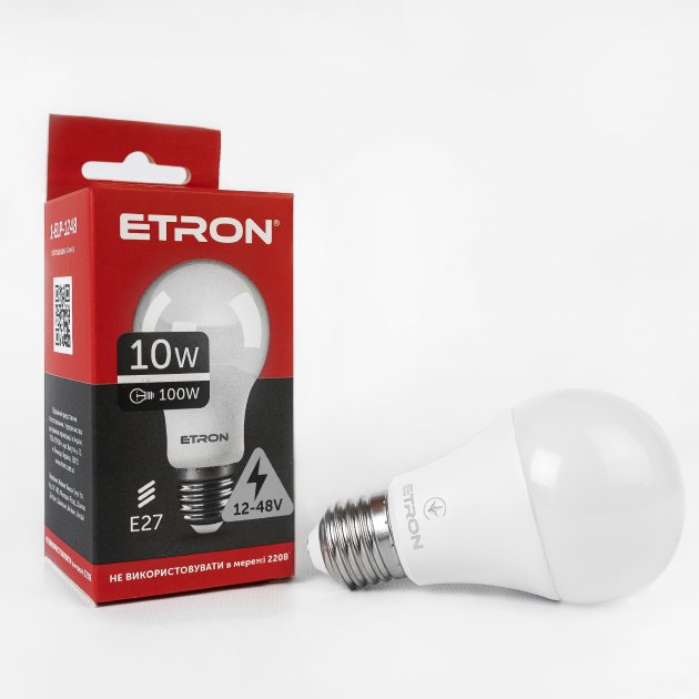 Лампа "Etron Light Power" LED 1-ELP-1248 A60 10Вт 12-48V 4200K Е27(10) — фото товару | Канцелярський Сад