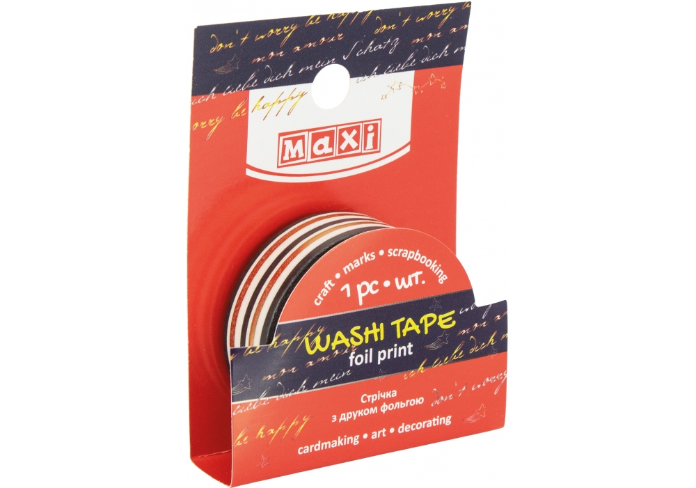 Стрічка декор. "Maxi" з принтом фольгою 15ммх5м №MX62079(20) — фото товару | Канцелярський Сад