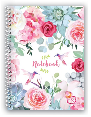 Блокнот пруж. A5 80арк. кліт. пласт. "Economix" Spring Mood: Pink Flowers №E21952-04(48) — фото товару | Канцелярський Сад