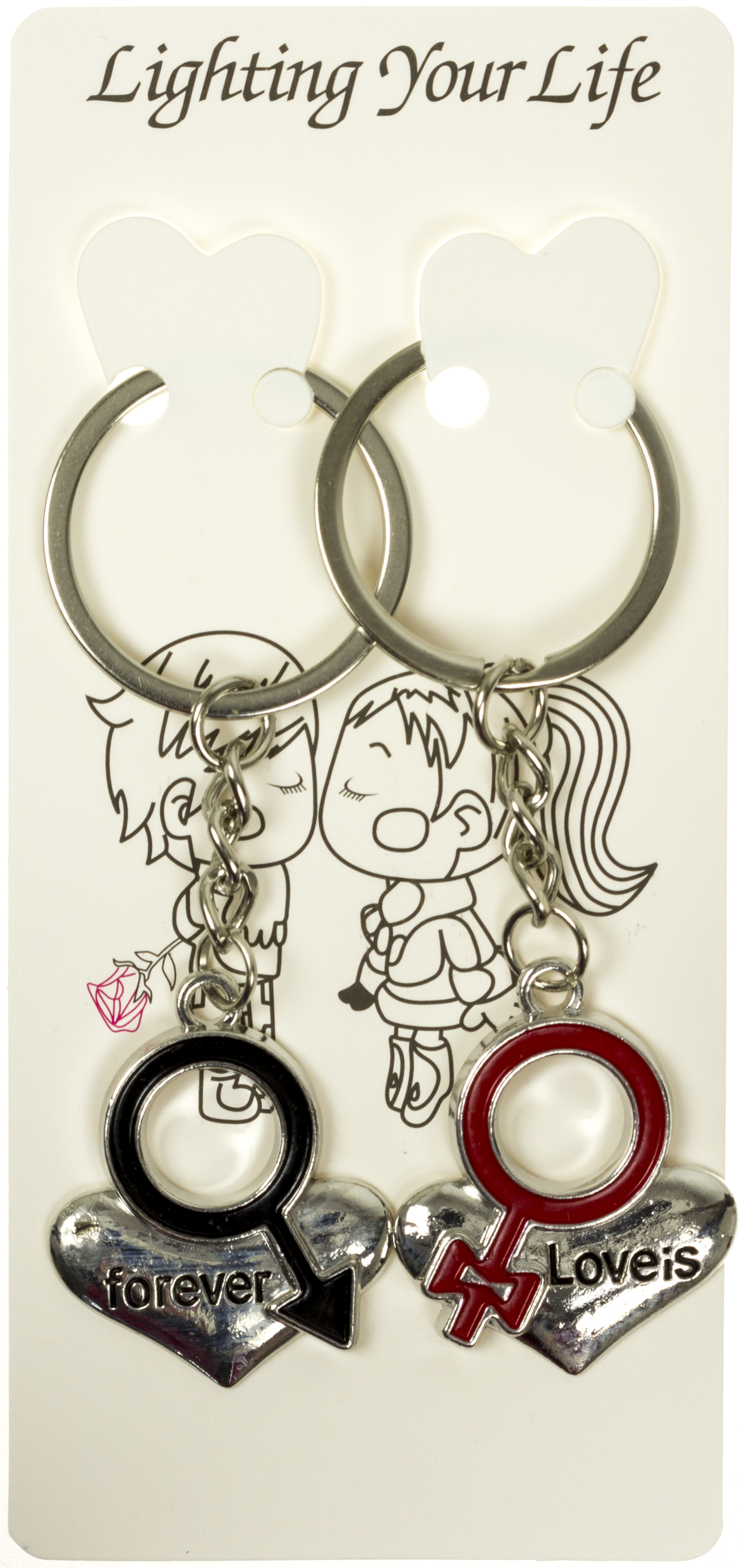 Брелок металевий "Love" mix (парний) №3703(12) — фото товару | Канцелярський Сад