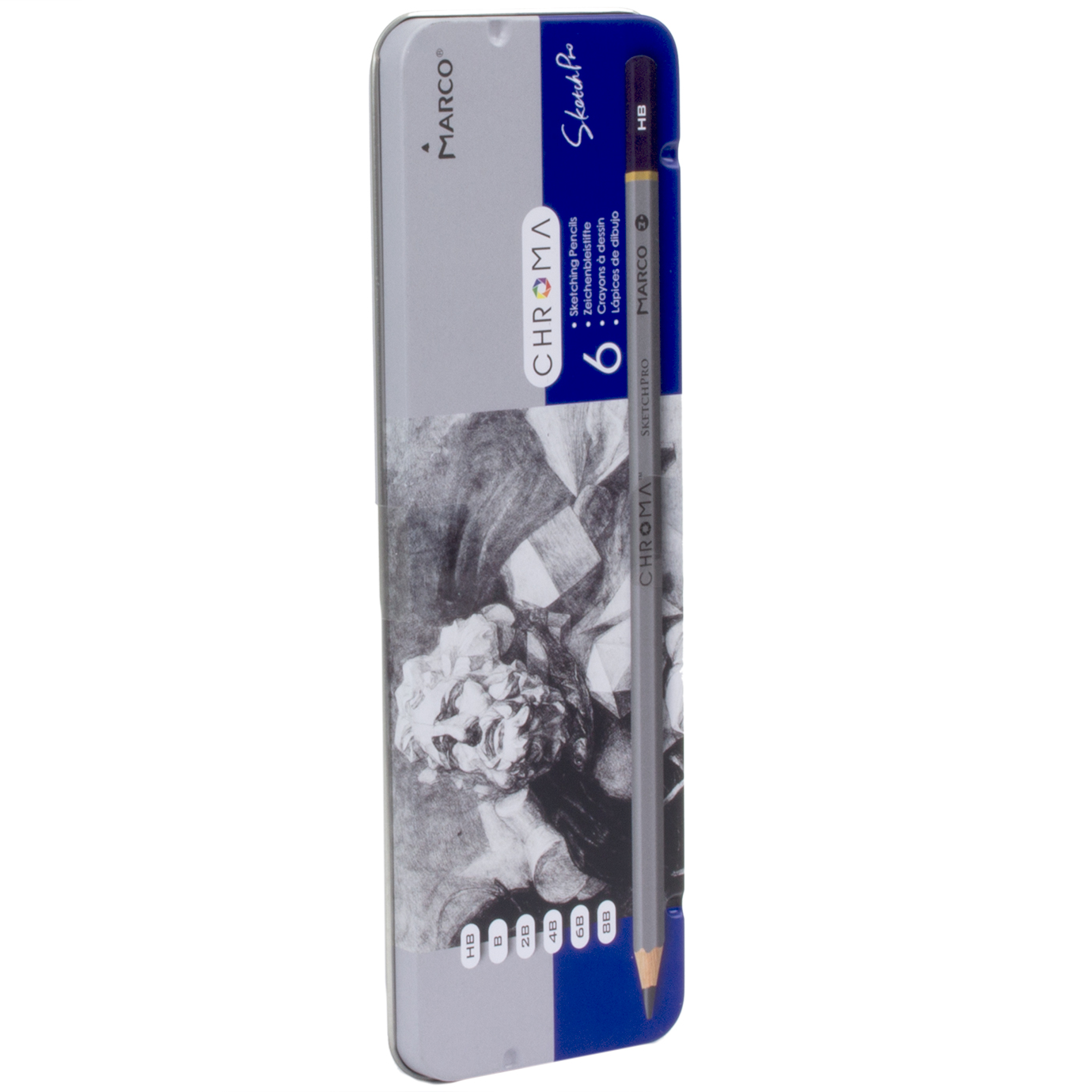 Набiр олівцiв гр. "Marco" №8015-6TN HB-8B в метал. кор-ці (1)(24)(480) — купити | Канцелярський Сад