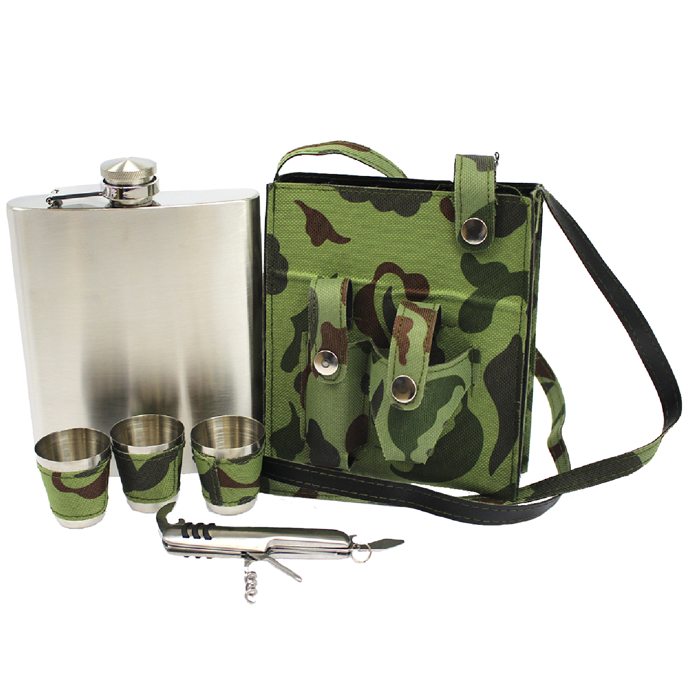 Набір подар. фляга 540мл,чарки,ніж,в комуфляжному чохлі №PT18-2 — купити | Канцелярський Сад