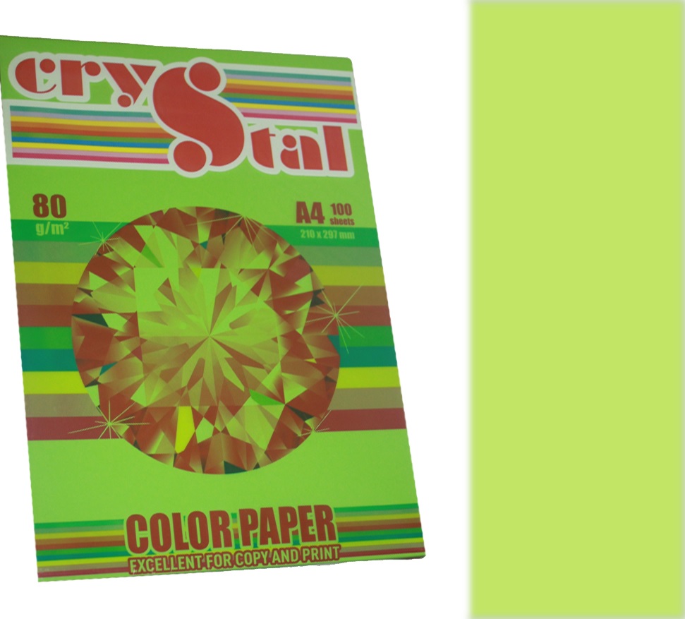 Папір кольор. А4 80г/м паст. Crystal Color Paper Lagoon 130 (світло-зелений)(100) — фото товару | Канцелярський Сад