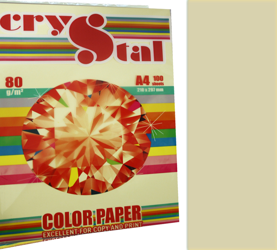 Папір кольор. А4 80г/м паст. Crystal Color Paper Ivory 100 (слон. кістка)(100) — фото товару | Канцелярський Сад