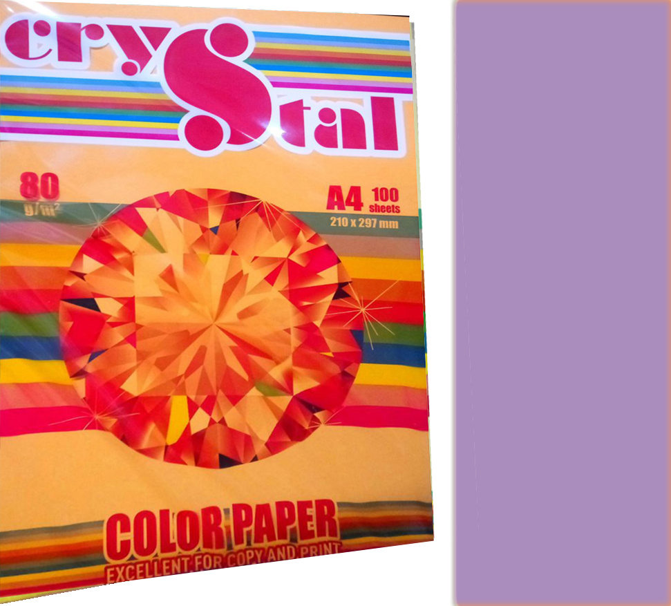 Папір кольор. А4 80г/м паст. Crystal Сolor Lavender 185 (ліловий)(100) — фото товару | Канцелярський Сад