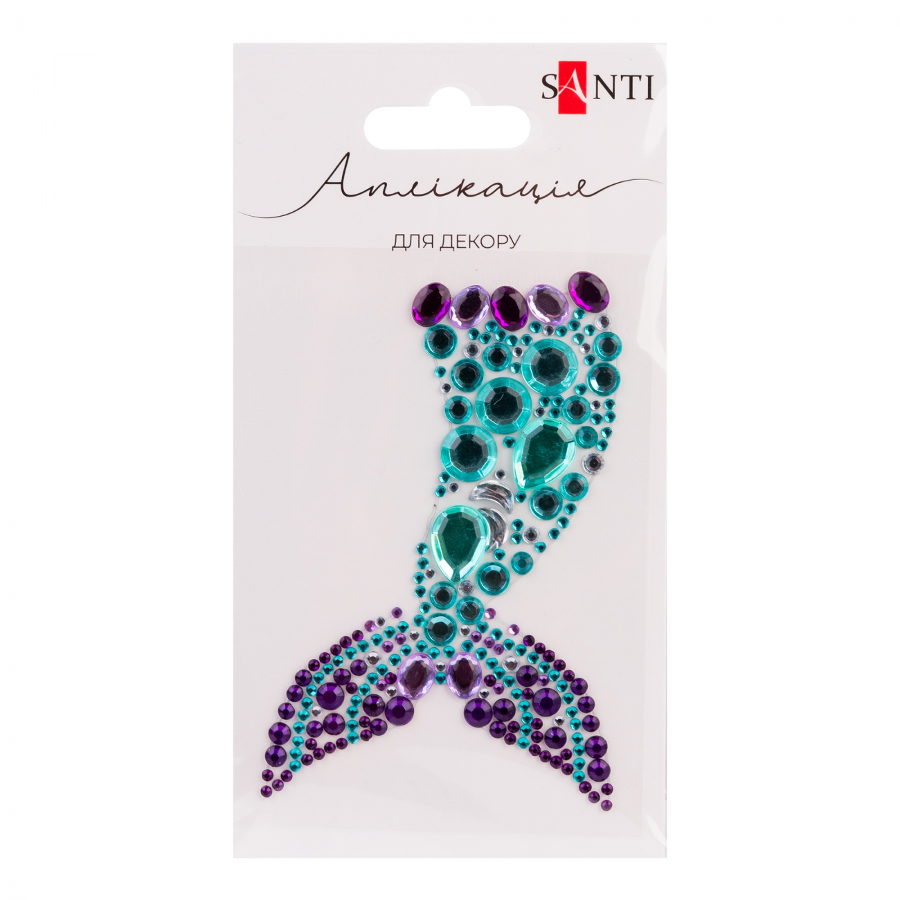 Аплікація зі стразів самокл. "Santi" Русалонька 7х9см №743024(12) — купити | Канцелярський Сад