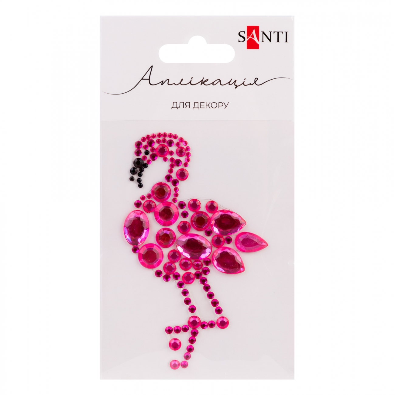 Аплікація зі стразів самокл. "Santi" Фламінго 6х10см №743026(12) — купити | Канцелярський Сад