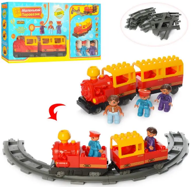 Конструктор Залізниця,паротяг15см,фігурки3шт,звук,світ.,36 дет.,на бат-ці№M 0440/U/R(18) — фото товару | Канцелярський Сад
