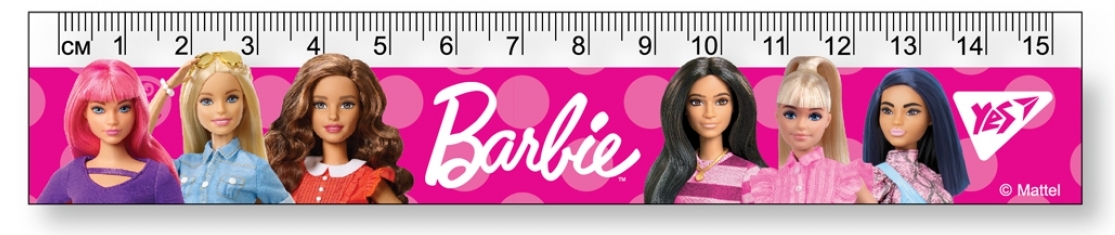 Лінійка пласт. 15см "Yes" Barbie №370597(20)(100) — фото товару | Канцелярський Сад