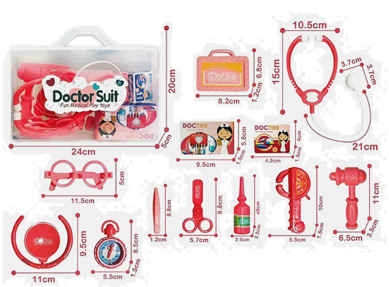 Набір лікаря: шприц,стетоскоп,окуляри,аксес.,у валізі,24х20х5см №8807-5/8807A-5(24)(48) КІ — купити | Канцелярський Сад