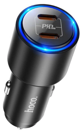 Зарядний пристрій авто. Hoco №NZ3 швидка зарядка 2Type-C 3A 40W black(12) — купити | Канцелярський Сад