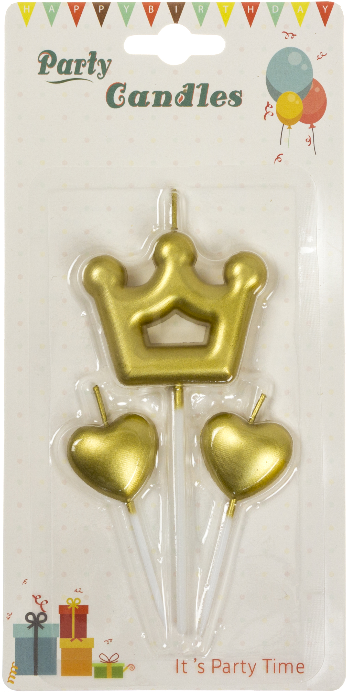 Свічка в торт "Корона+серце" золото №1543(24) — фото товару | Канцелярський Сад