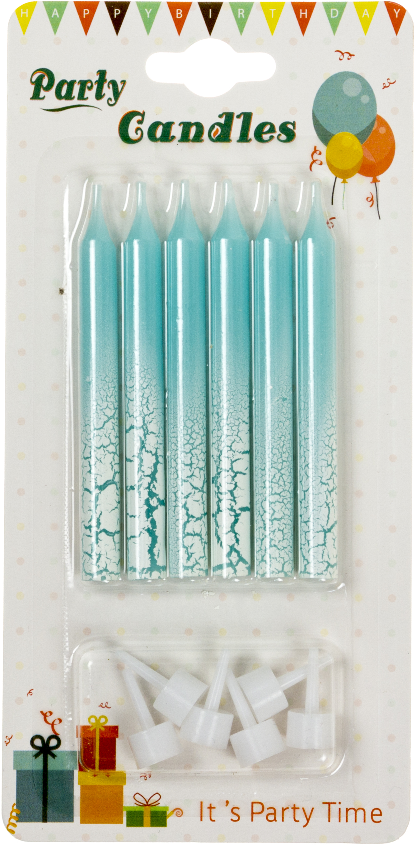 Свічка в торт 6шт+6підсв. "Мармур" бірюза №1482(24) — фото товару | Канцелярський Сад