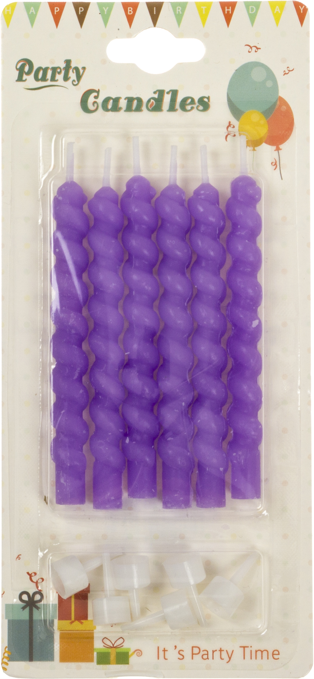 Свічка в торт 6шт+6підсв. "Спіральні" бузкова макарун(24) — фото товару | Канцелярський Сад