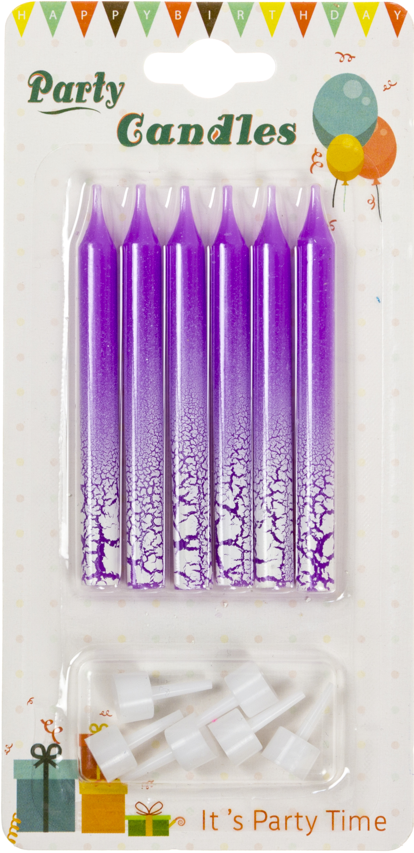 Свічка в торт 6шт+6підсв. "Мармур" бузкова №1482(24) — фото товару | Канцелярський Сад