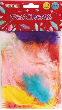 Пір'я для декорування "Maxi", довжина 10-15 см, 50 шт.кольорове №MX61699(60) — фото товару | Канцелярський Сад