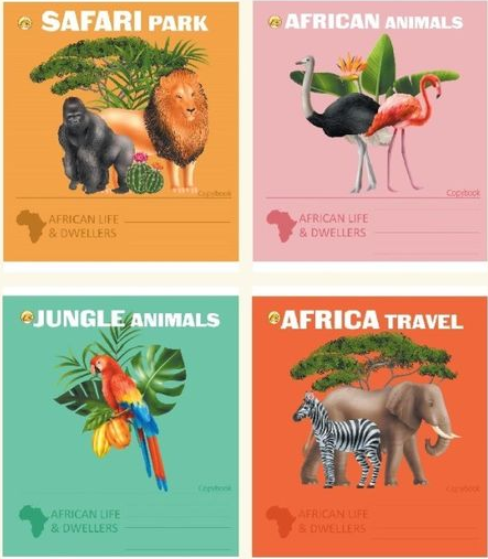 Зошит 12арк. кос.лін. /ТВ/ "Африка" №ТЕ33101(25)(600) — фото товару | Канцелярський Сад