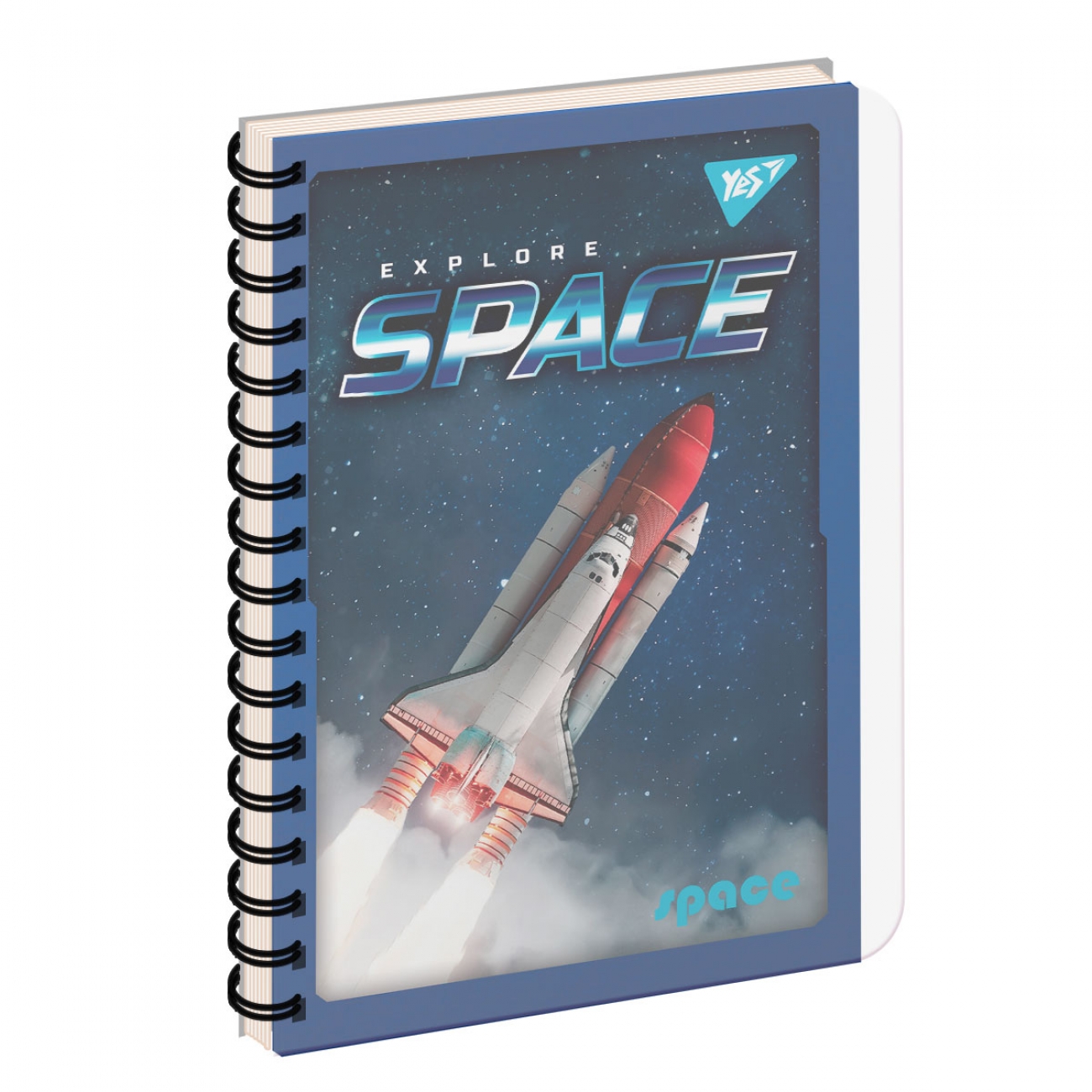 Блокнот пруж. В6 144арк. кліт. пласт. обкл. "Space" №681897/Yes/(3)(30) — фото товару | Канцелярський Сад