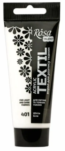 Фарба акрил. для тканини "Rosa Talent" 60мл біла №263460401(4) — фото товару | Канцелярський Сад