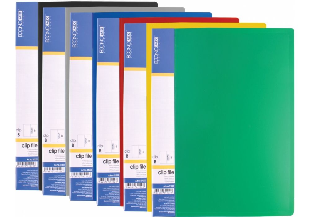 Папка "Economix" №E31222 А5 CLIP B з затиск.,асорті(1)(20) — фото товару | Канцелярський Сад
