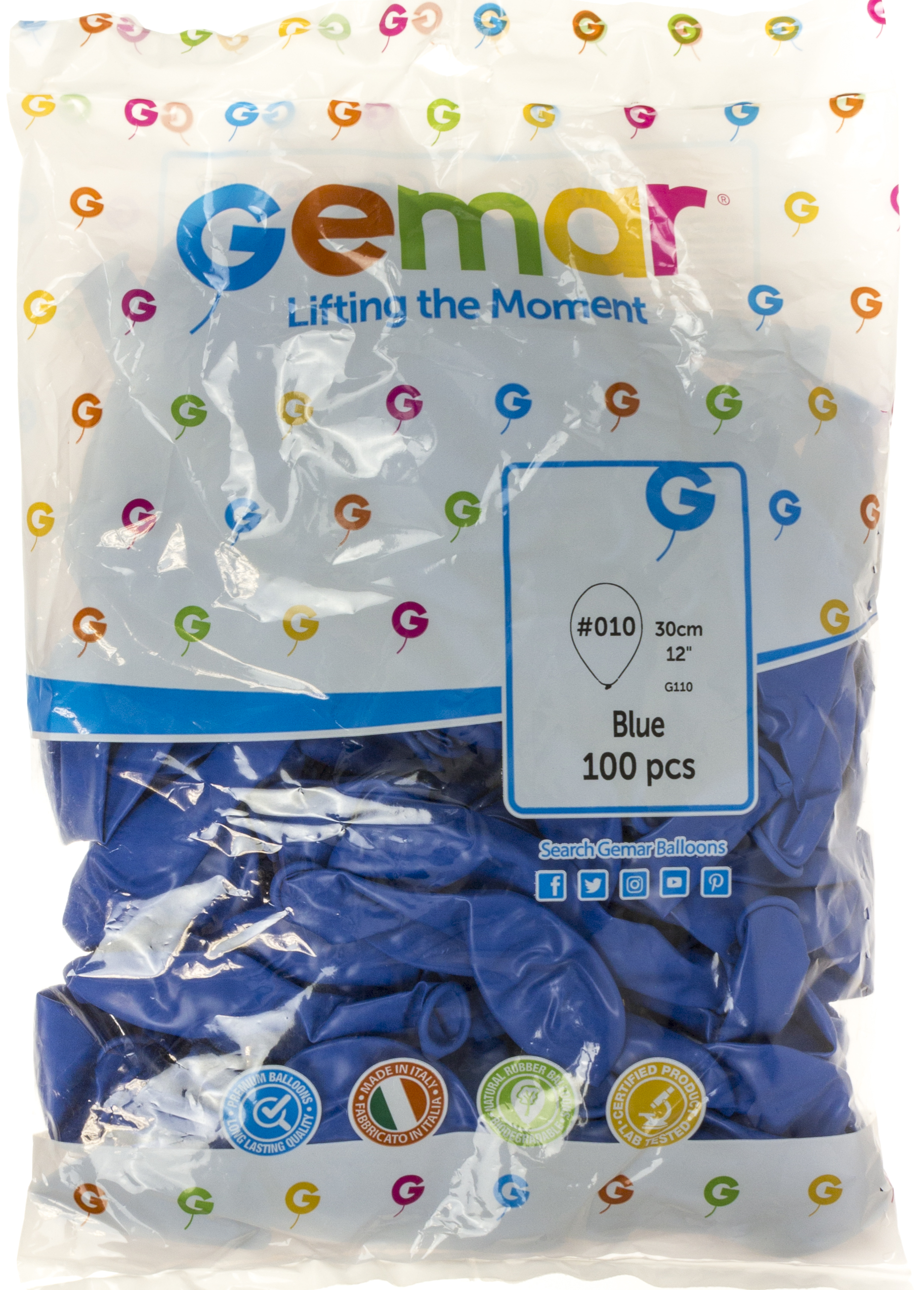 Кулька повітр. латексна 12"/30см синя №G110/11101/Gemar/(100) — купити | Канцелярський Сад
