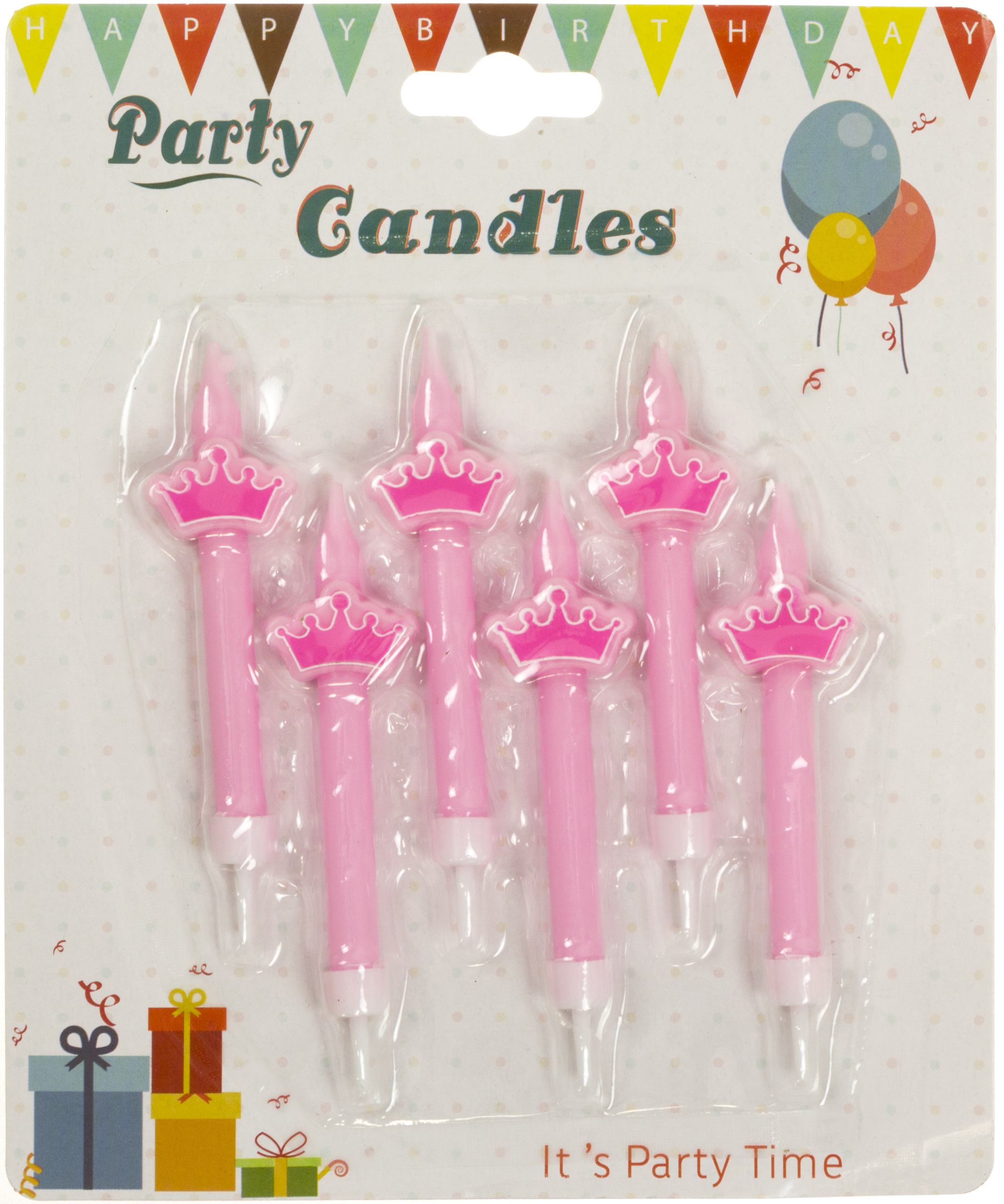 Свічка в торт "Корони" 6шт+6підсв. рожеві №1420(24) — фото товару | Канцелярський Сад