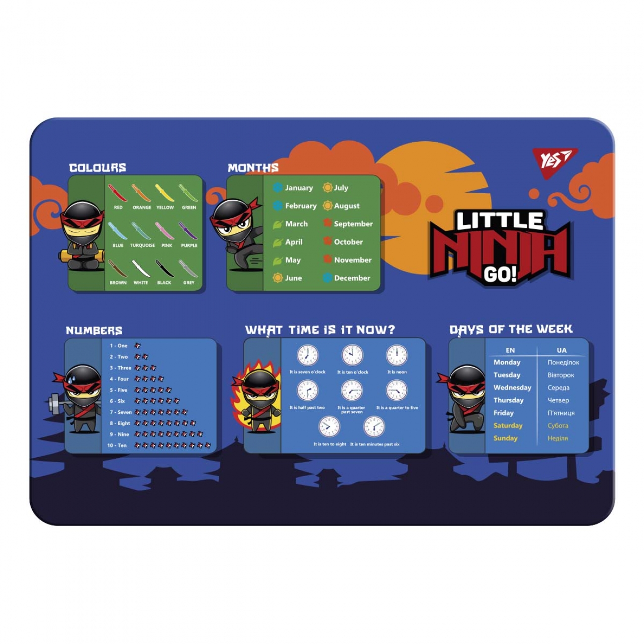 Підкладка для столу "Yes" №492173 Ninja Англійська(10) — фото товару | Канцелярський Сад