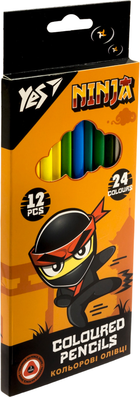 Олівці кольор. 24 кольор./12шт "Yes" №290707 Ninja(12)(240) — фото товару | Канцелярський Сад