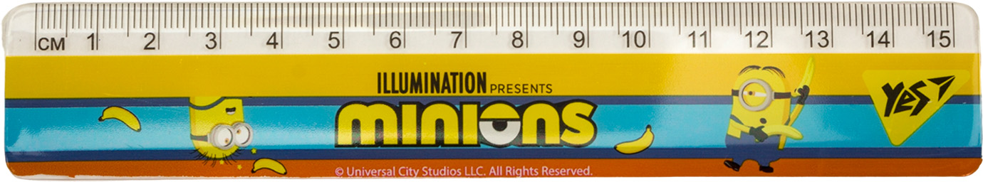 Лінійка пласт. 15см "Yes" Minions №370644(100) — фото товару | Канцелярський Сад