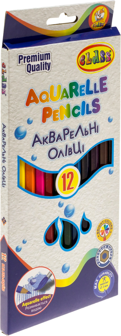 Олівці кольор. аквар. 12 кольор. "Class" №1412C Aquarelle (12)(240) — фото товару | Канцелярський Сад