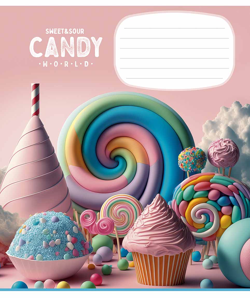 Зошит 12арк. кліт. Школярик "Candy world" ВД-лак №012-3266K(30)(300) — фото товару | Канцелярський Сад