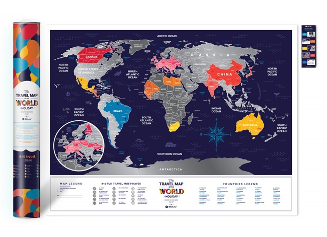 Скретч карта світу "Travel Map Holiday World" (англ) в тубусі/Dream&Do/ — фото товару | Канцелярський Сад
