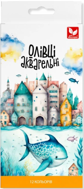 Олівці кольор. аквар. 12 кольор. "Школярик" №136SH-12 з пензликом (12) — купити | Канцелярський Сад