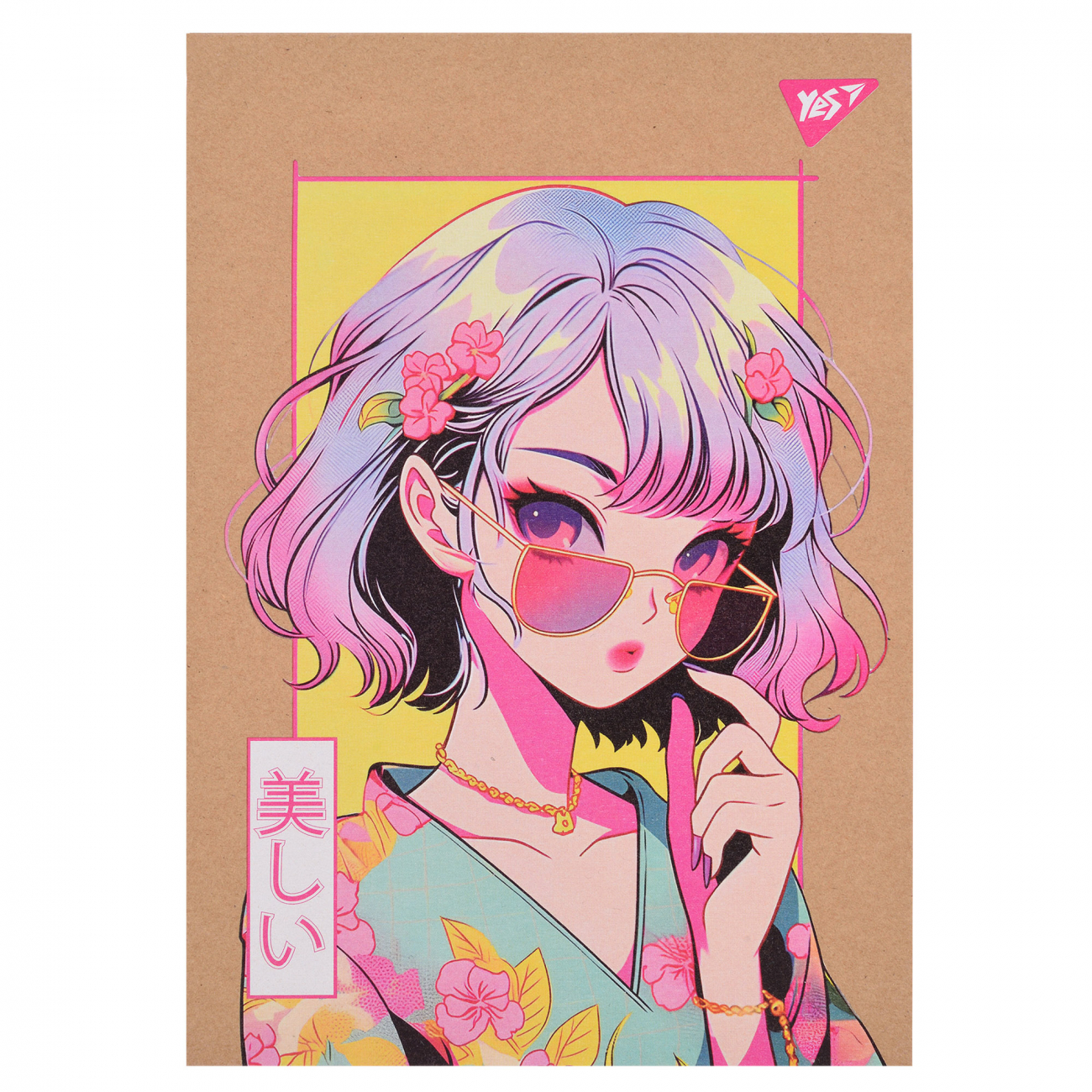 Блокнот А5 80арк. кліт. білила,крафт Anime girl №151994/Yes/(3)(84) — фото товару | Канцелярський Сад