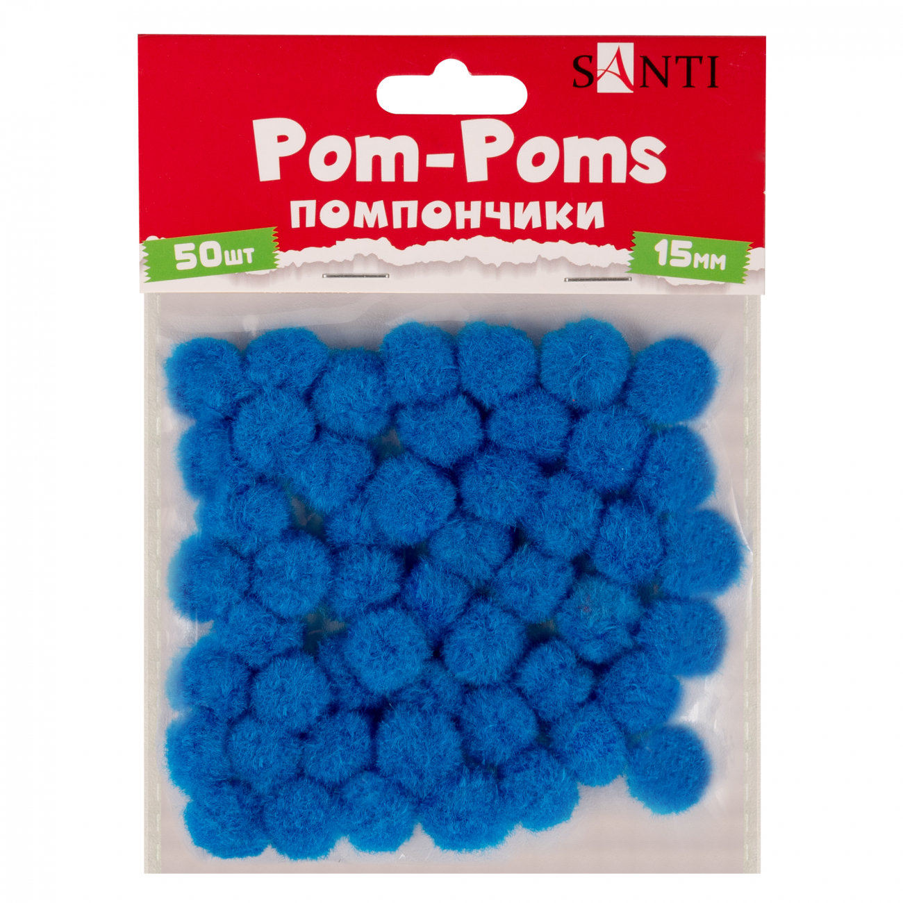 Набір для декорування "Santi" Помпони d-15мм 50шт блакитні №954665(12) — фото товару | Канцелярський Сад