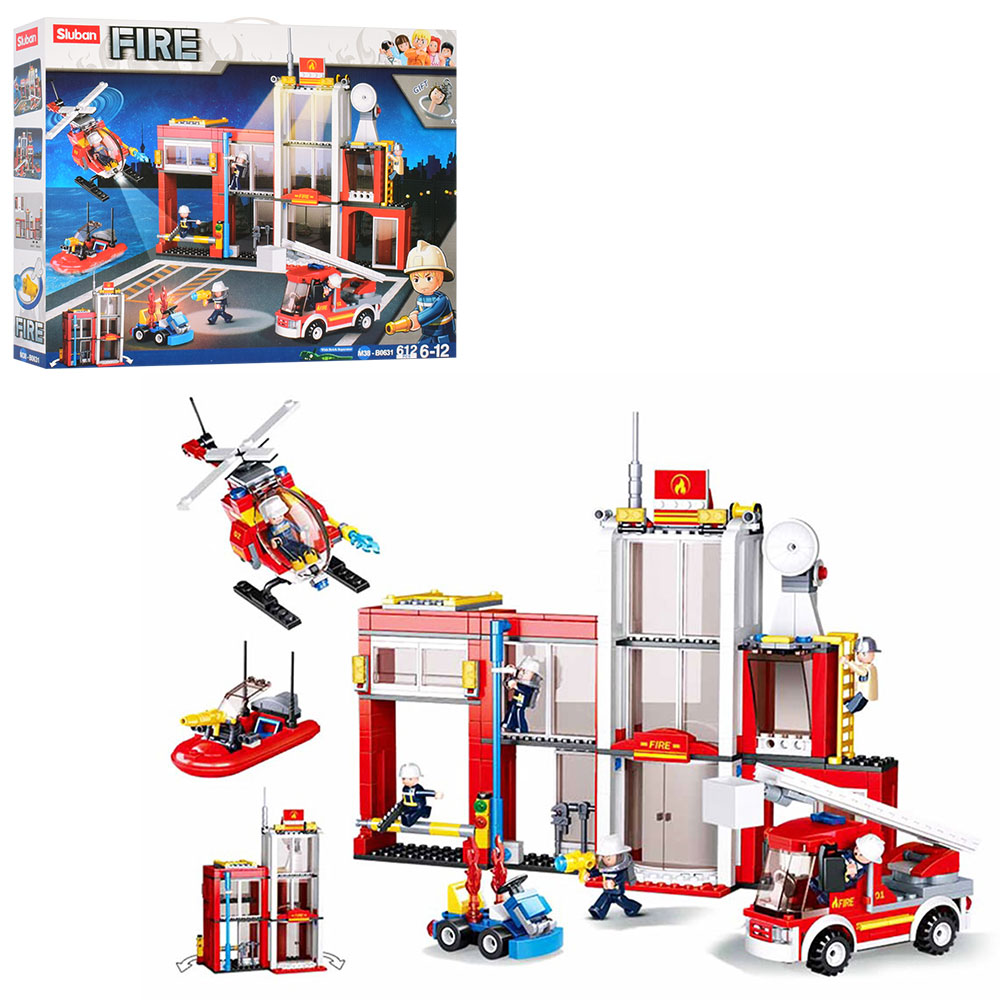 Конструктор "Sluban" Пожежна частина,транспорт,фігурки, 612дет,в кор-ці №M38-B0631(8) — фото товару | Канцелярський Сад