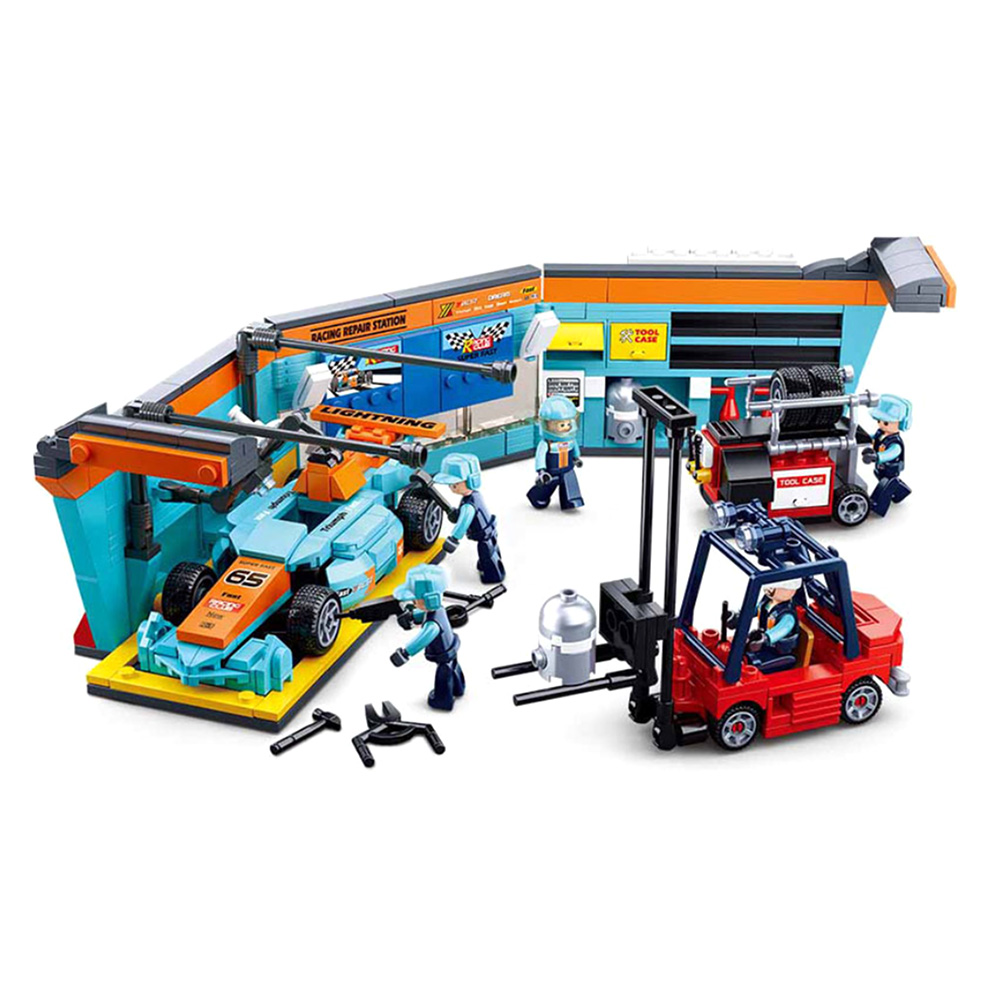 Конструктор "Sluban" СТО,гонка,машина,фігурки,555дет,в кор-ці,48х33,5х7см №M38-B0765(12) — фото товару | Канцелярський Сад