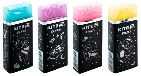 Гумка "Kite" Universe кольорова з глітером,асорті №K24-144(24)(720) — купити | Канцелярський Сад