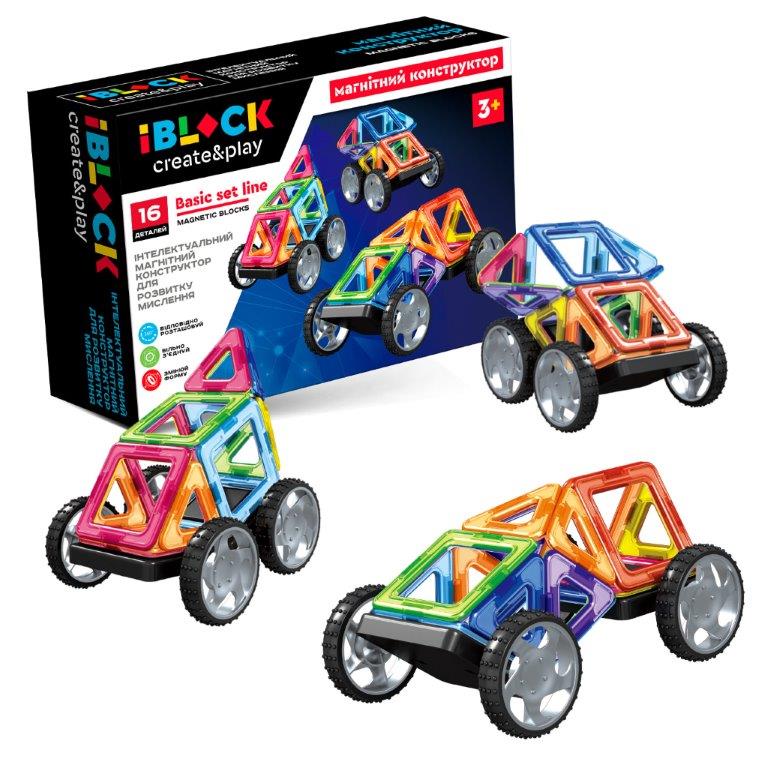 Конструктор магнітний "Iblock" 16дет.,в кор-ці,26,5х7,2х18,3см №PL-923-527(24)(48) КІ — купити | Канцелярський Сад